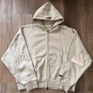 Fear of God Essentials Classic Full Zip Up Hoodie Metallic Logo Sz XXL Gray NWT